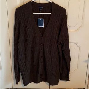 Lands’ End Cable Knit Button Down Cardigan Sweater